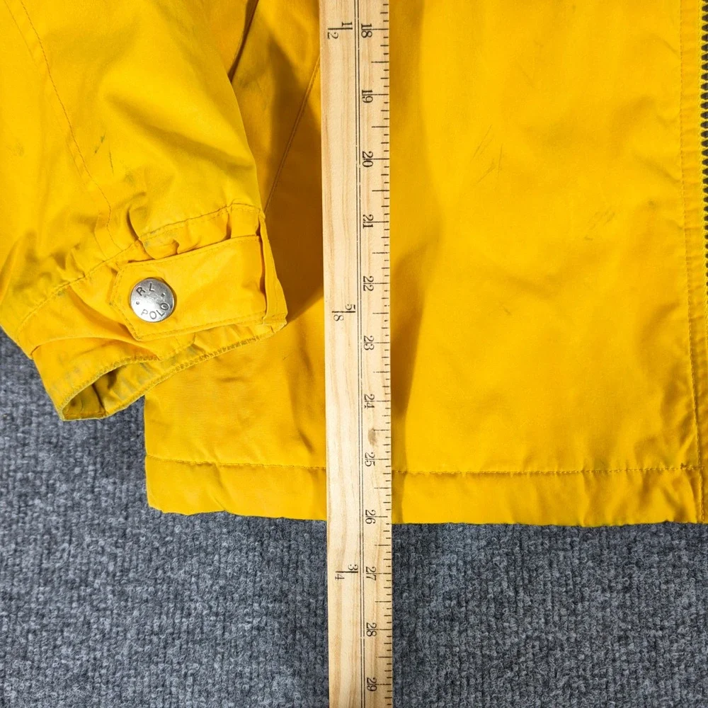 Vintage Polo Ralph Lauren Mens Yellow Fleece Lined Windbreaker Jacket Large Flaw